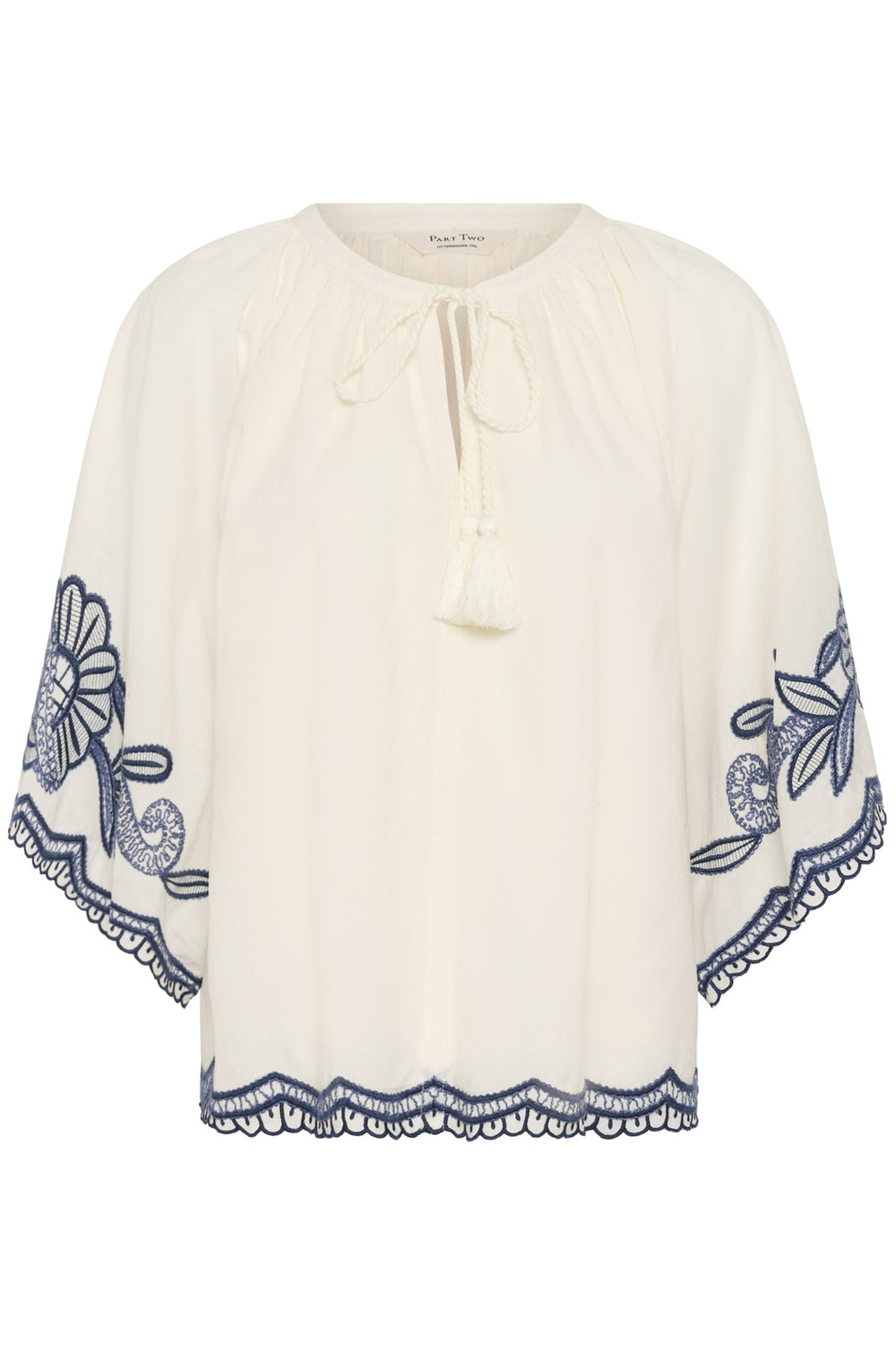 Biancha Blouse Whisper White W Blue Emb | Skjorter og bluser | Smuk