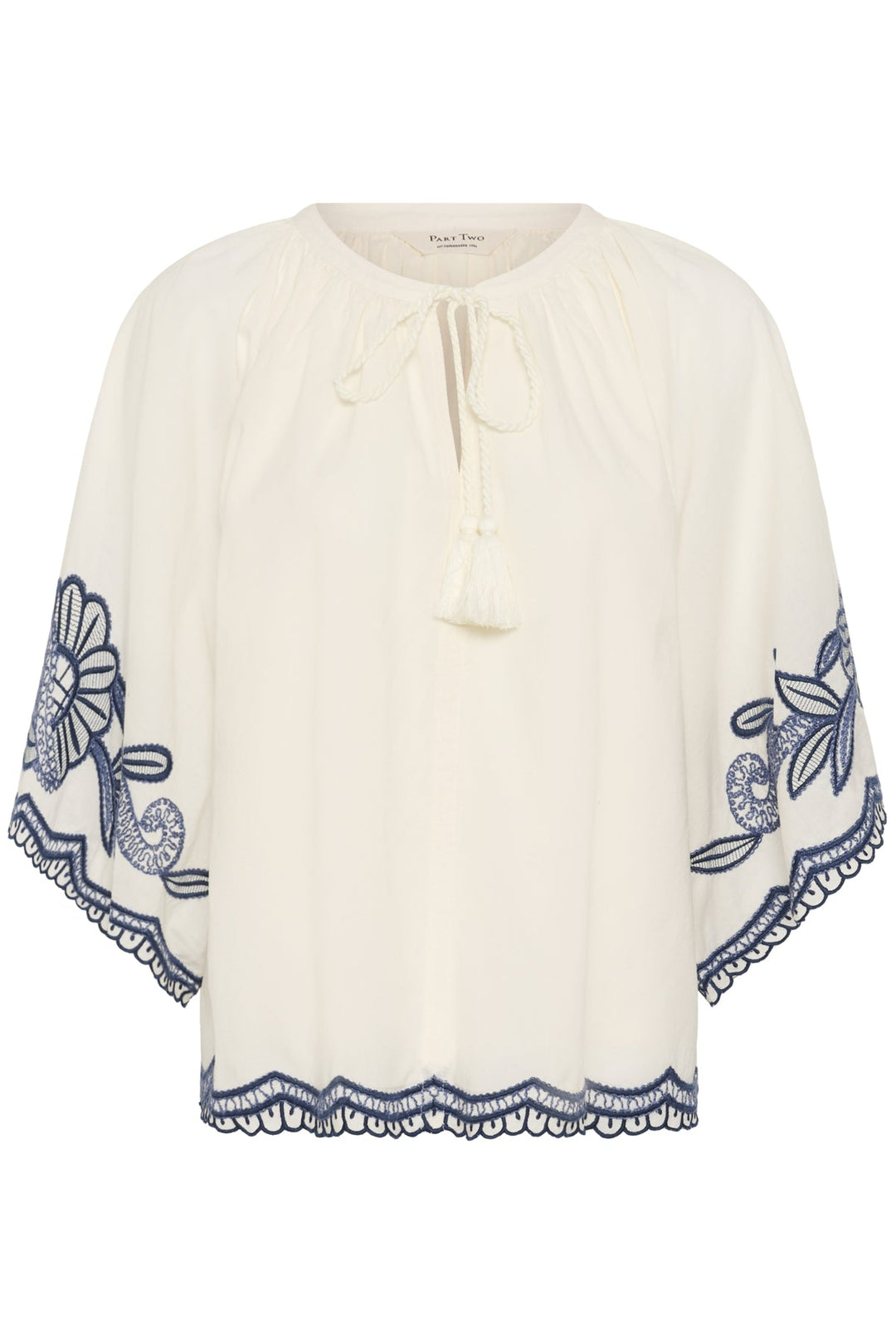 Biancha Blouse Whisper White W Blue Emb | Skjorter og bluser | Smuk