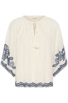 Biancha Blouse Whisper White W Blue Emb