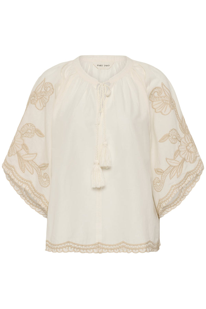 Biancha Blouse Whisper White W French Oak Emb | Skjorter og bluser | Smuk