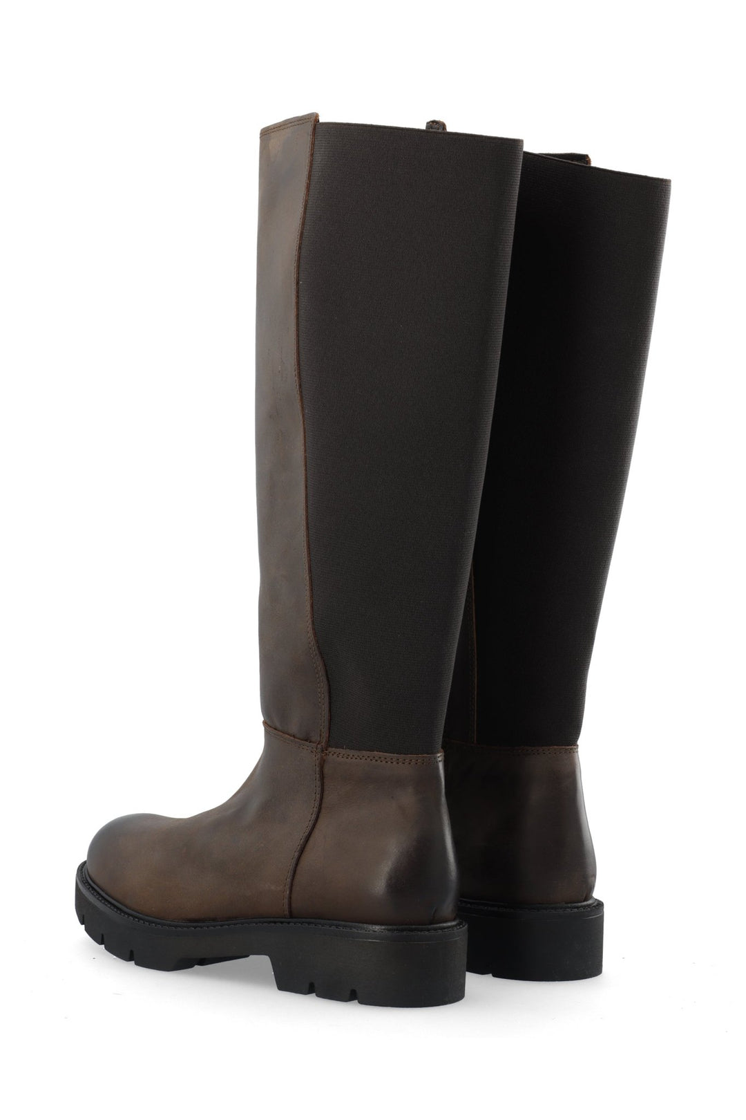 Biaothilia Knee High Elastic Boot Leather Dark Brown | Sko | Smuk - Dameklær på nett
