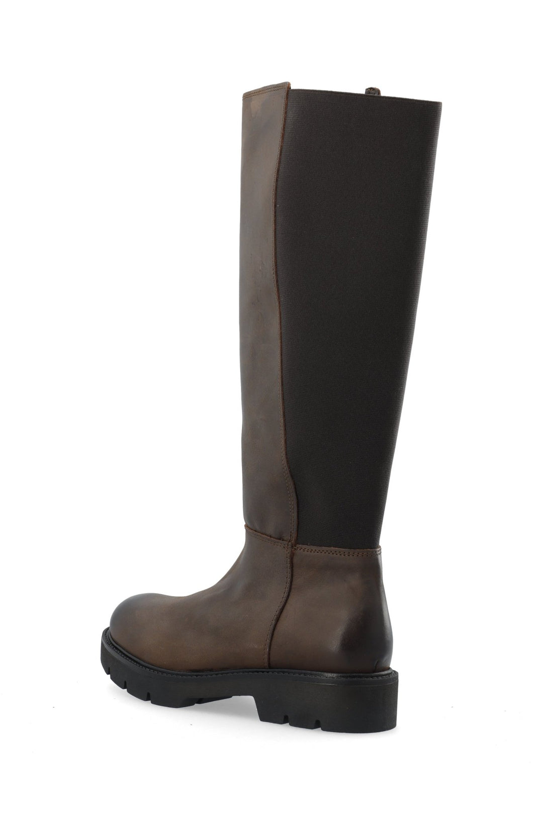 Biaothilia Knee High Elastic Boot Leather Dark Brown | Sko | Smuk - Dameklær på nett