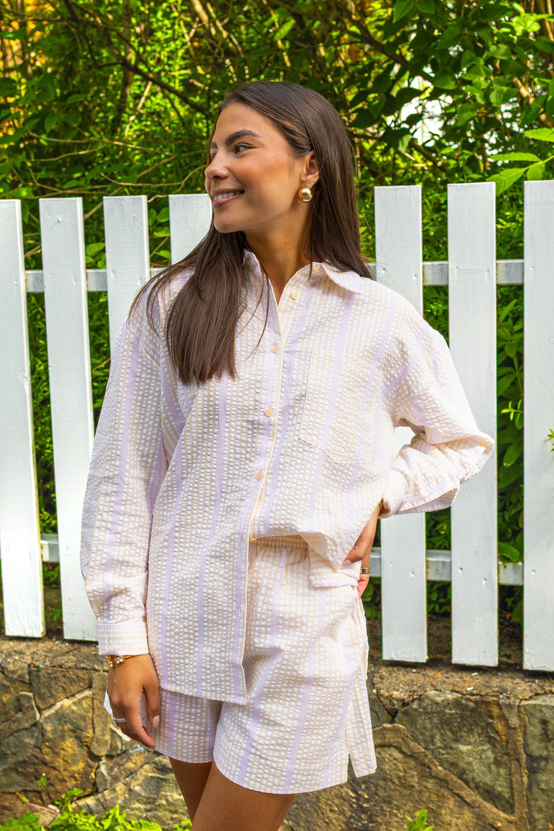 Bibi Crepe Shirt Light Yellow Stripe | Skjorter og bluser | Smuk