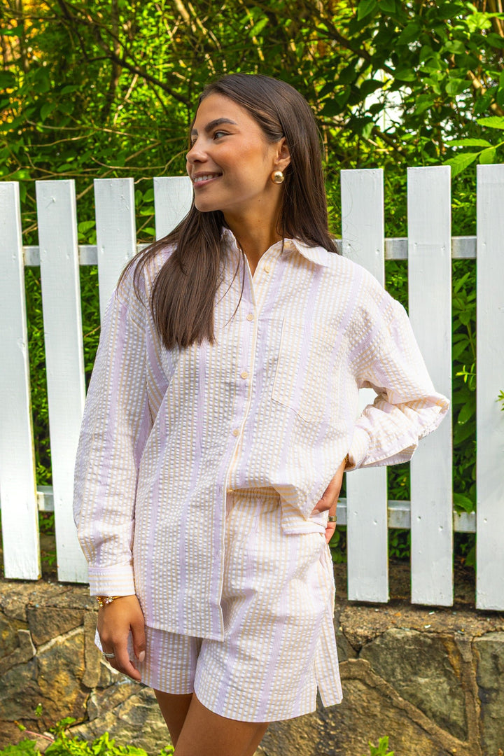 Bibi Crepe Shirt Light Yellow Stripe | Skjorter og bluser | Smuk