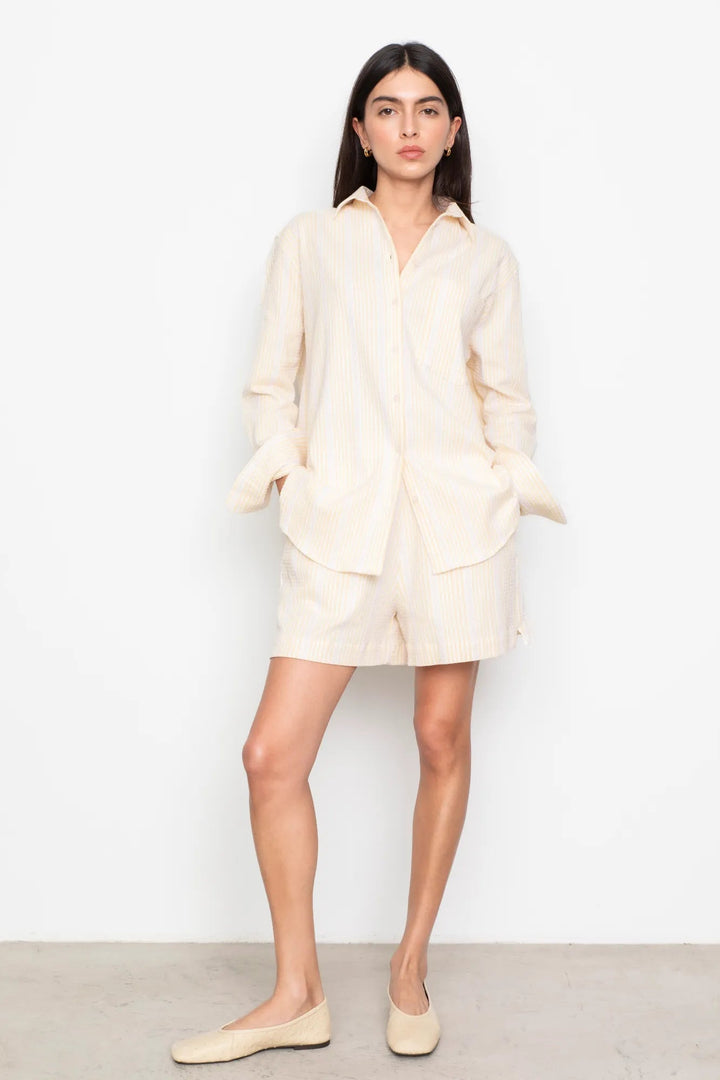 Bibi Crepe Shirt Light Yellow Stripe | Skjorter og bluser | Smuk