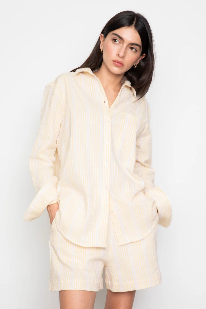Bibi Crepe Shirt Light Yellow Stripe | Skjorter og bluser | Smuk