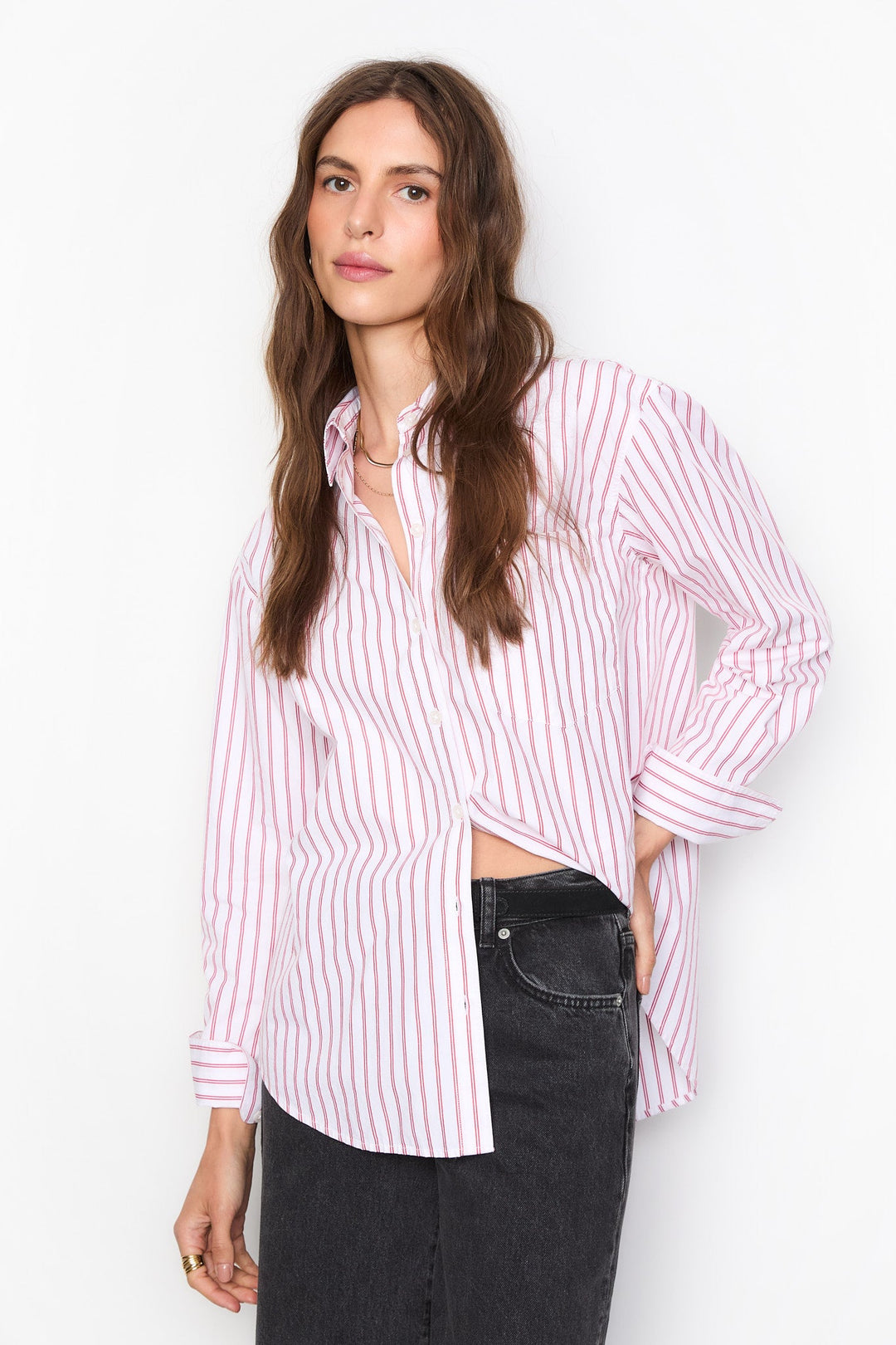 Bibi Stripe Shirt Red Stripe | Skjorter og bluser | Smuk - Dameklær på nett