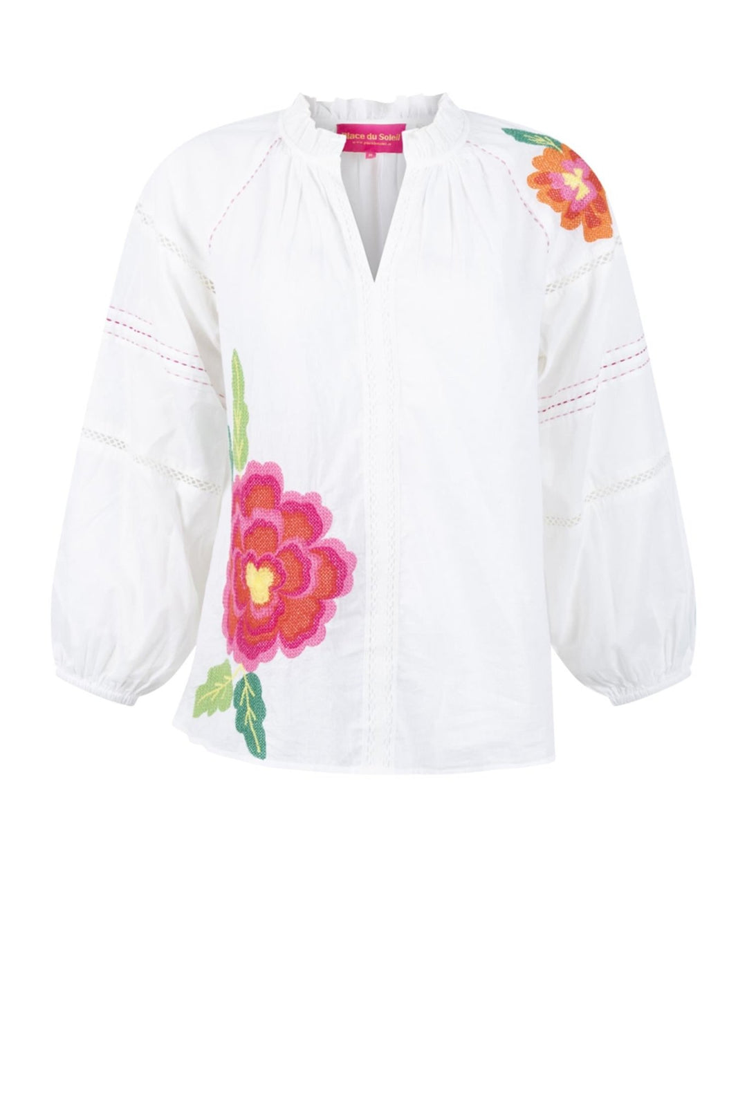 Big Embroidery Blouse White | Skjorter og bluser | Smuk