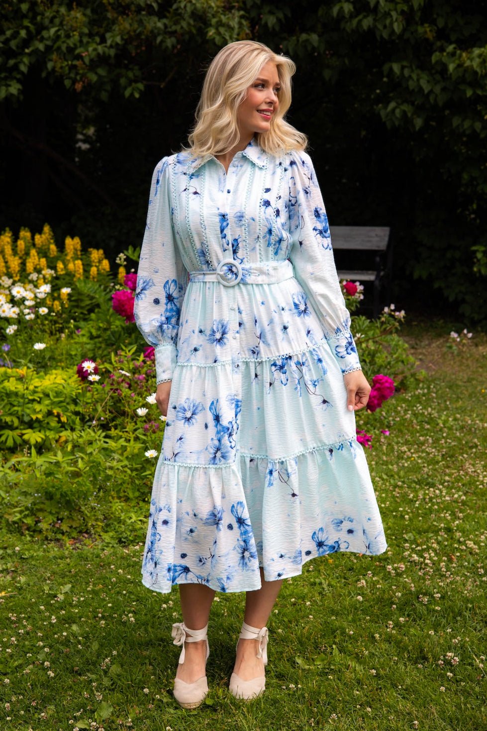 Billa Ls Long Dress Halogen Blue Billa Aop | Kjoler | Smuk - Dameklær på nett