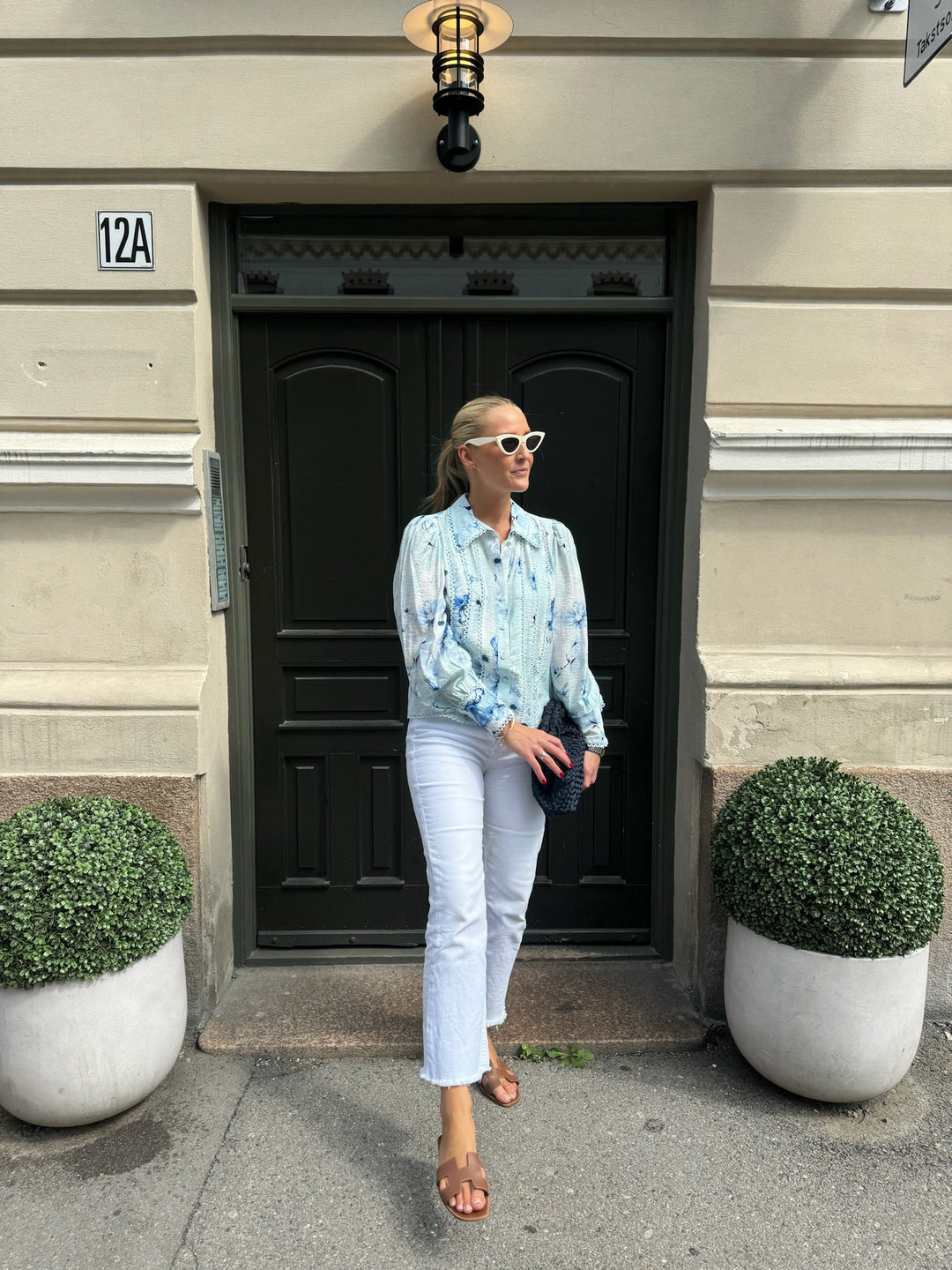 Billa Ls Shirt Halogen Blue Billa Aop | Skjorter og bluser | Smuk - Dameklær på nett