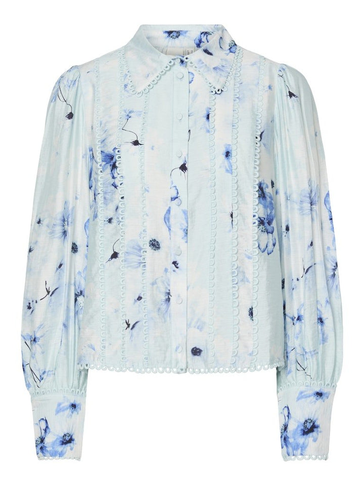 Billa Ls Shirt Halogen Blue Billa Aop | Skjorter og bluser | Smuk - Dameklær på nett