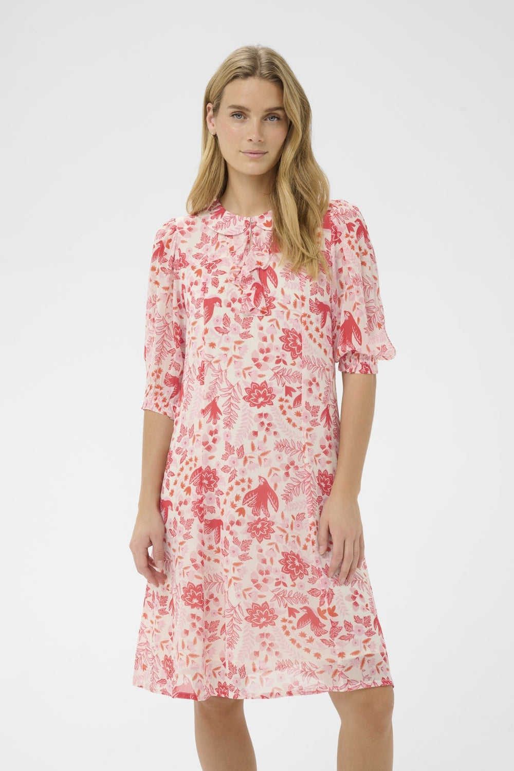 Bitelle Dress Poppy Red Bird Print | Kjoler | Smuk