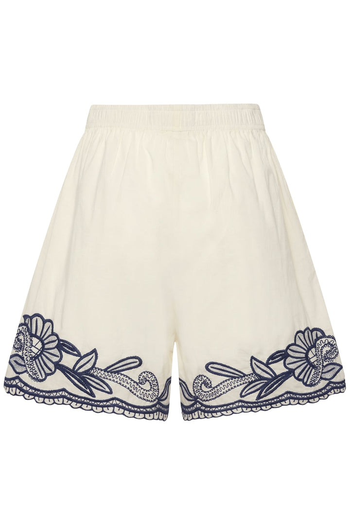 Bitja Shorts Whisper White W Blue Emb | Shorts | Smuk