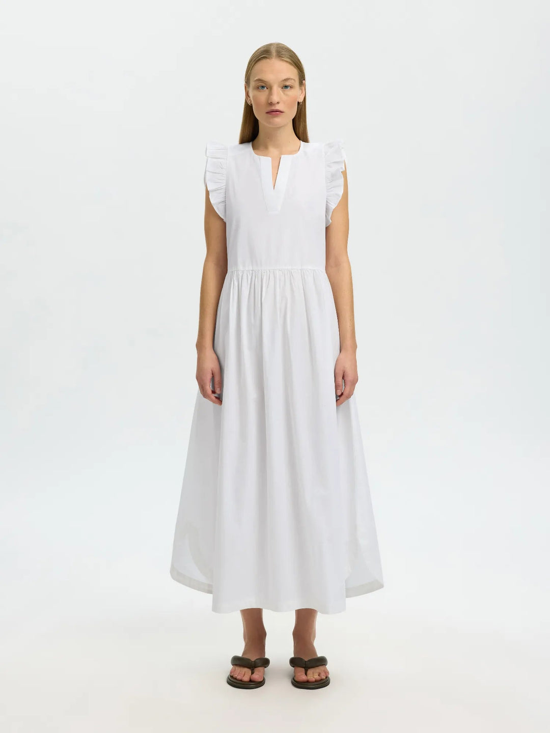Blair - Ida Regular Sl Long Dress Bright White | Kjoler | Smuk