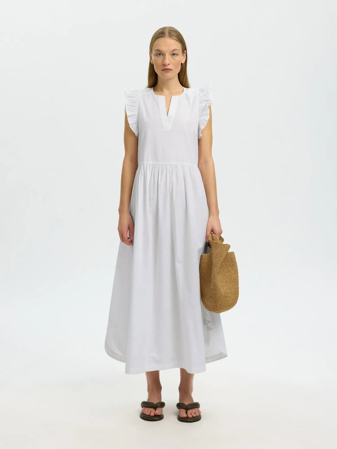 Blair - Ida Regular Sl Long Dress Bright White | Kjoler | Smuk