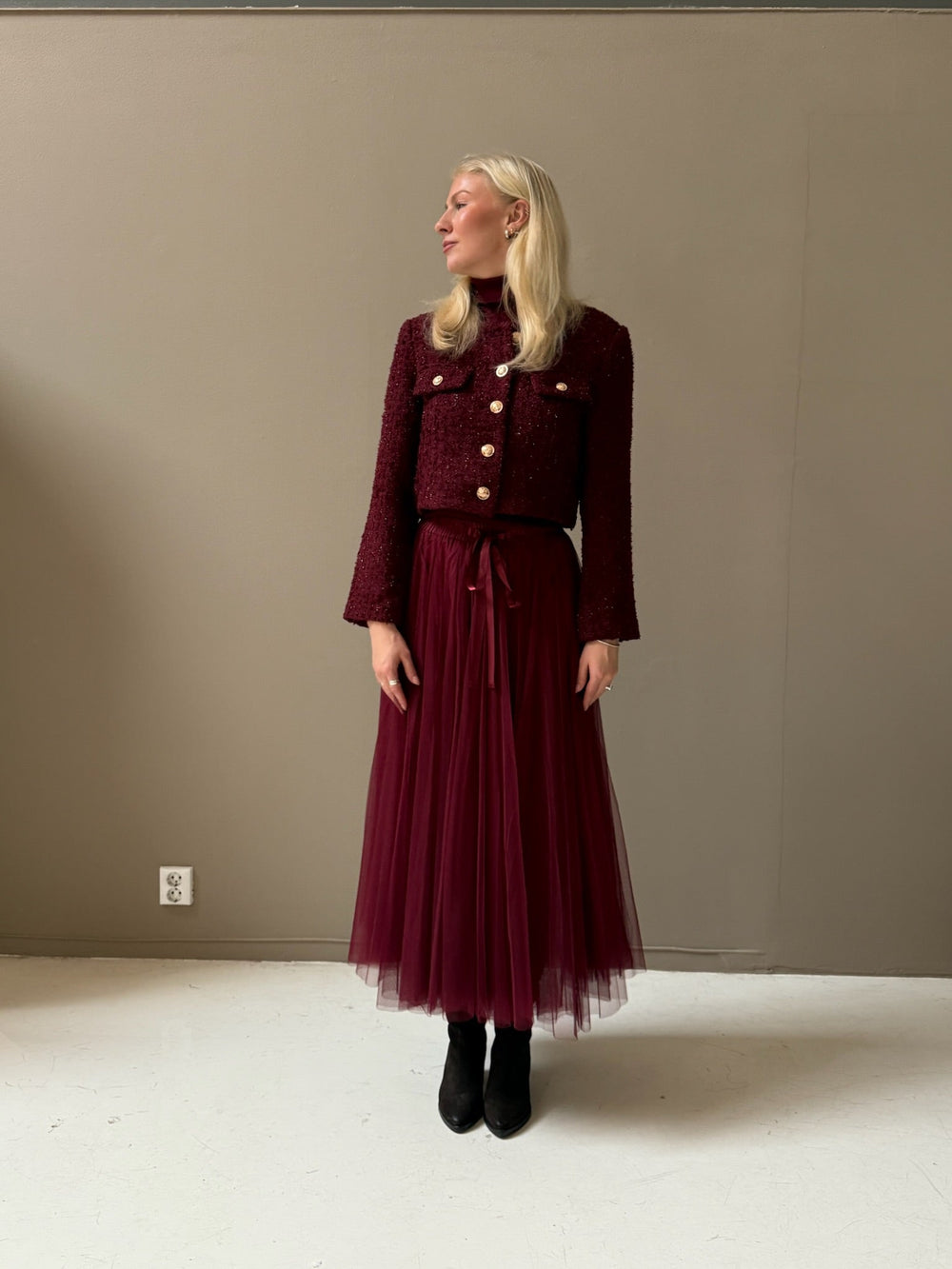 Blazer Tweeded Bordeaux | Blazer | Smuk - Dameklær på nett