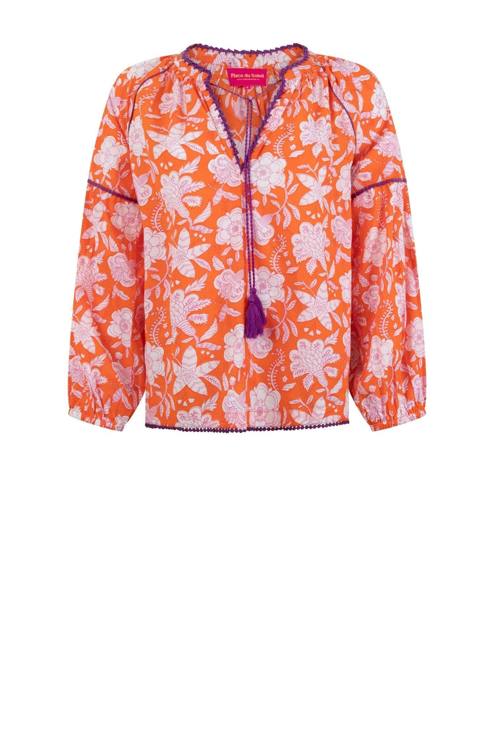 blouse orange & white flowers | Skjorter og bluser | Smuk - Dameklær på nett