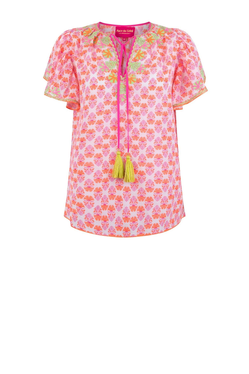 blouse rosa orange flowers | Skjorter og bluser | Smuk - Dameklær på nett