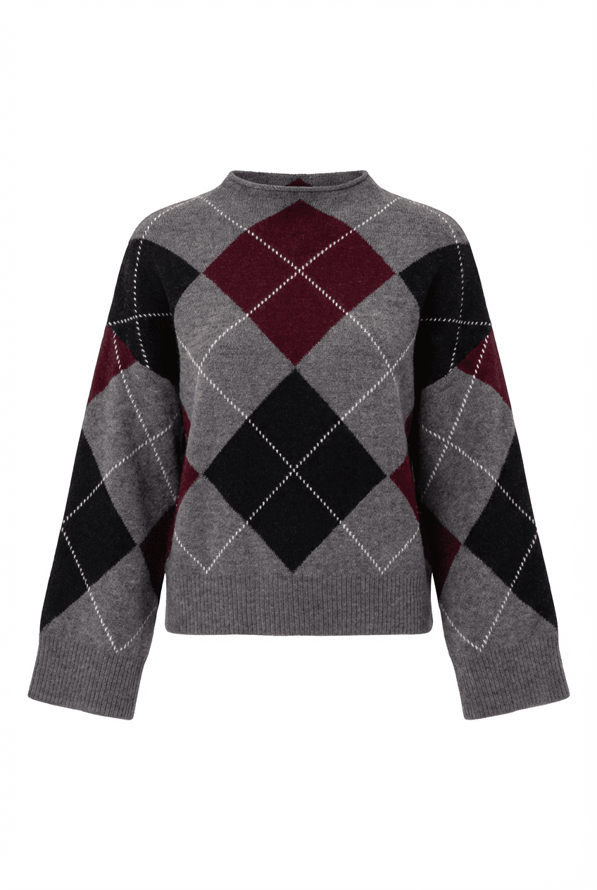 Bolette Pullover Grey Argyle | Genser | Smuk