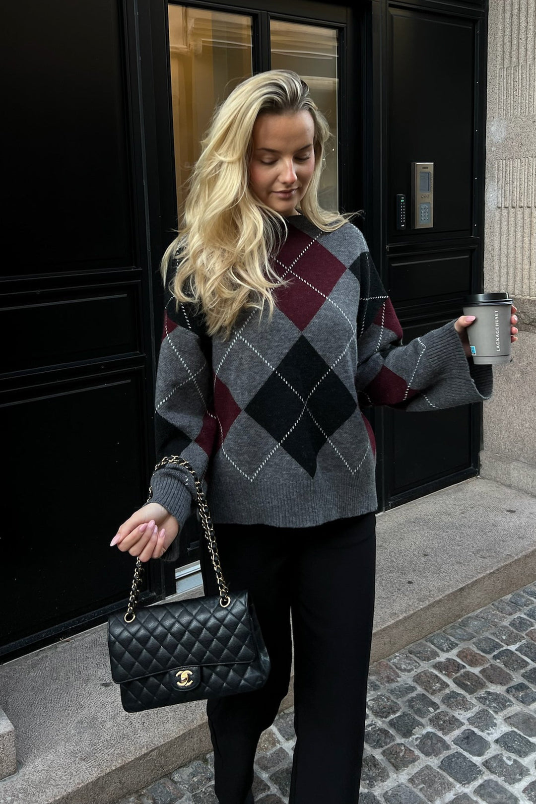 Bolette Pullover Grey Argyle | Genser | Smuk