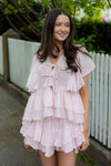 Bow Frill Top Light Pink