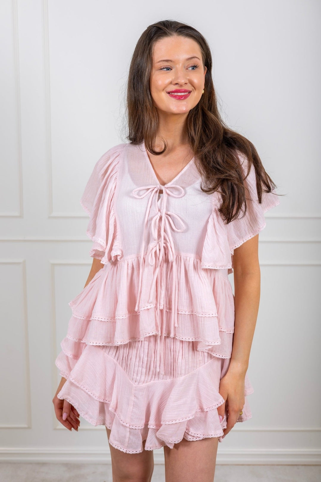 Bow Frill Top Light Pink | Topper | Smuk - Dameklær på nett