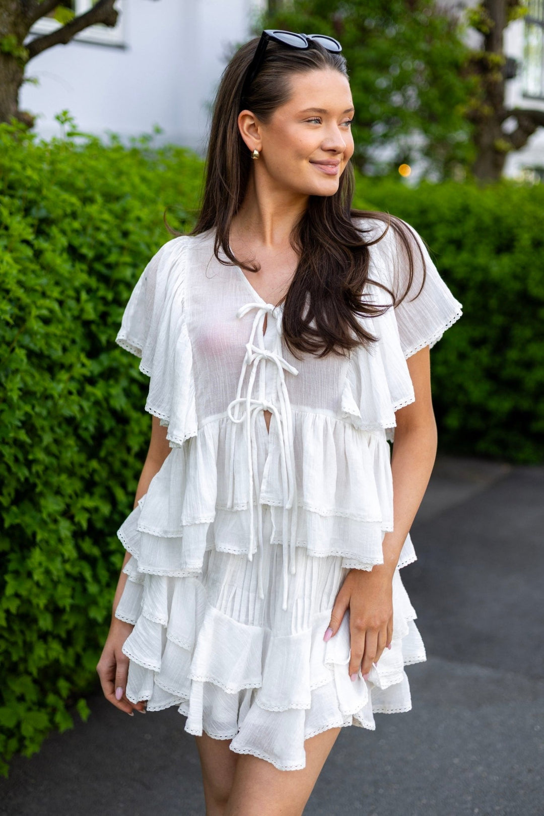 Bow Frill Top Offwhite | Topper | Smuk - Dameklær på nett