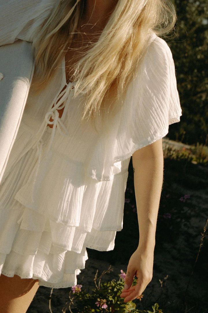 Bow Frill Top Offwhite | Topper | Smuk - Dameklær på nett
