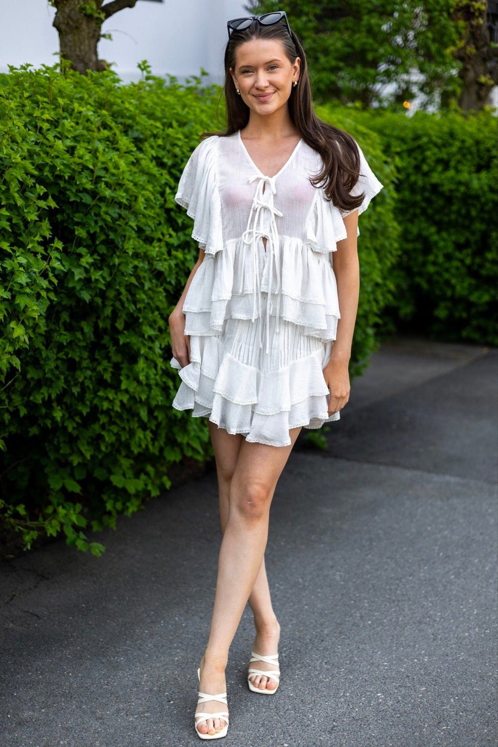 Bow Frill Top Offwhite | Topper | Smuk - Dameklær på nett