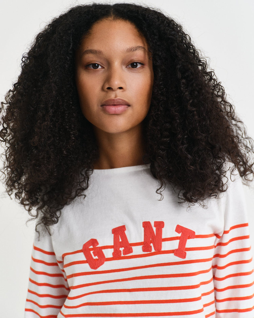 Breton Striped Boat Neck T-Shirt Orange Red | Genser | Smuk - Dameklær på nett
