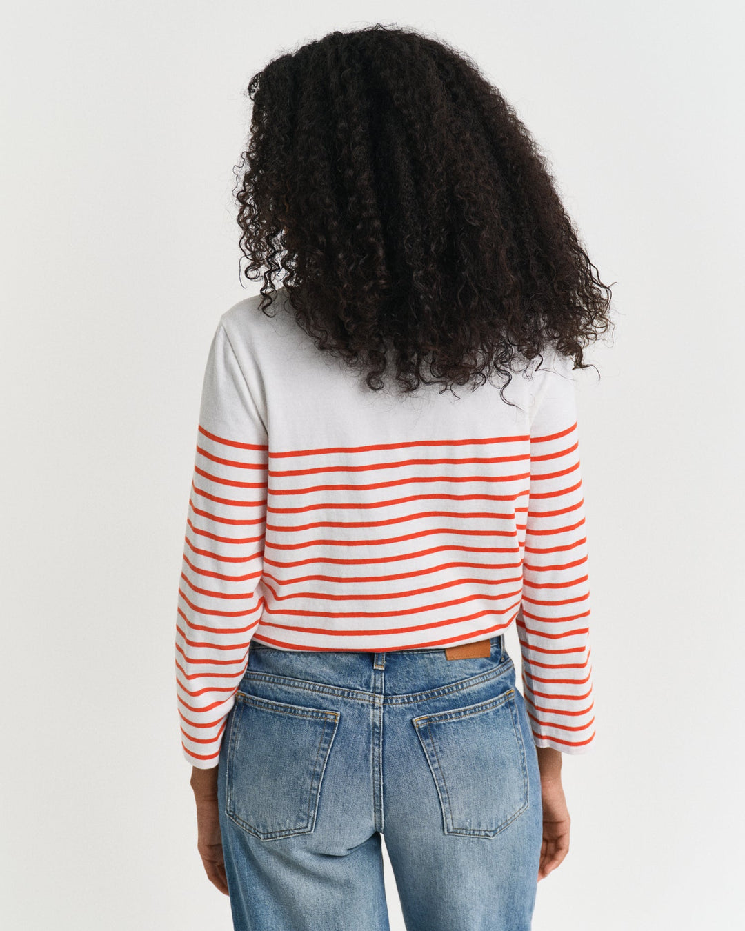 Breton Striped Boat Neck T-Shirt Orange Red | Genser | Smuk - Dameklær på nett