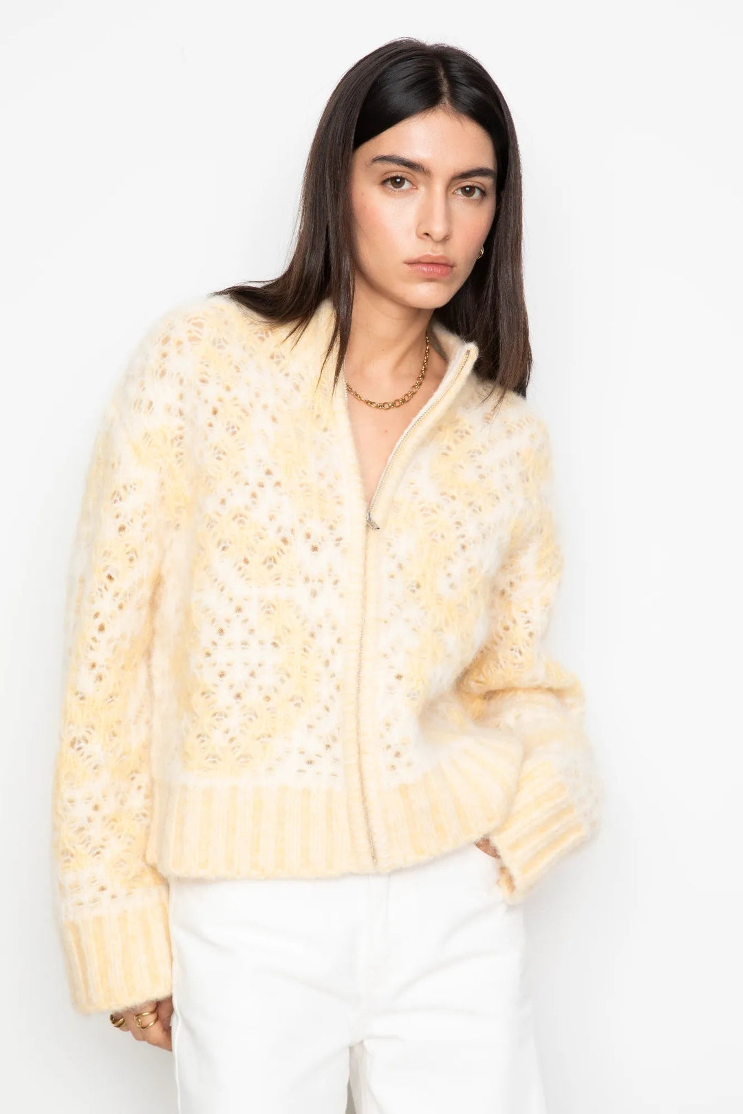 Briana Zip Knit Light Yellow | Genser | Smuk