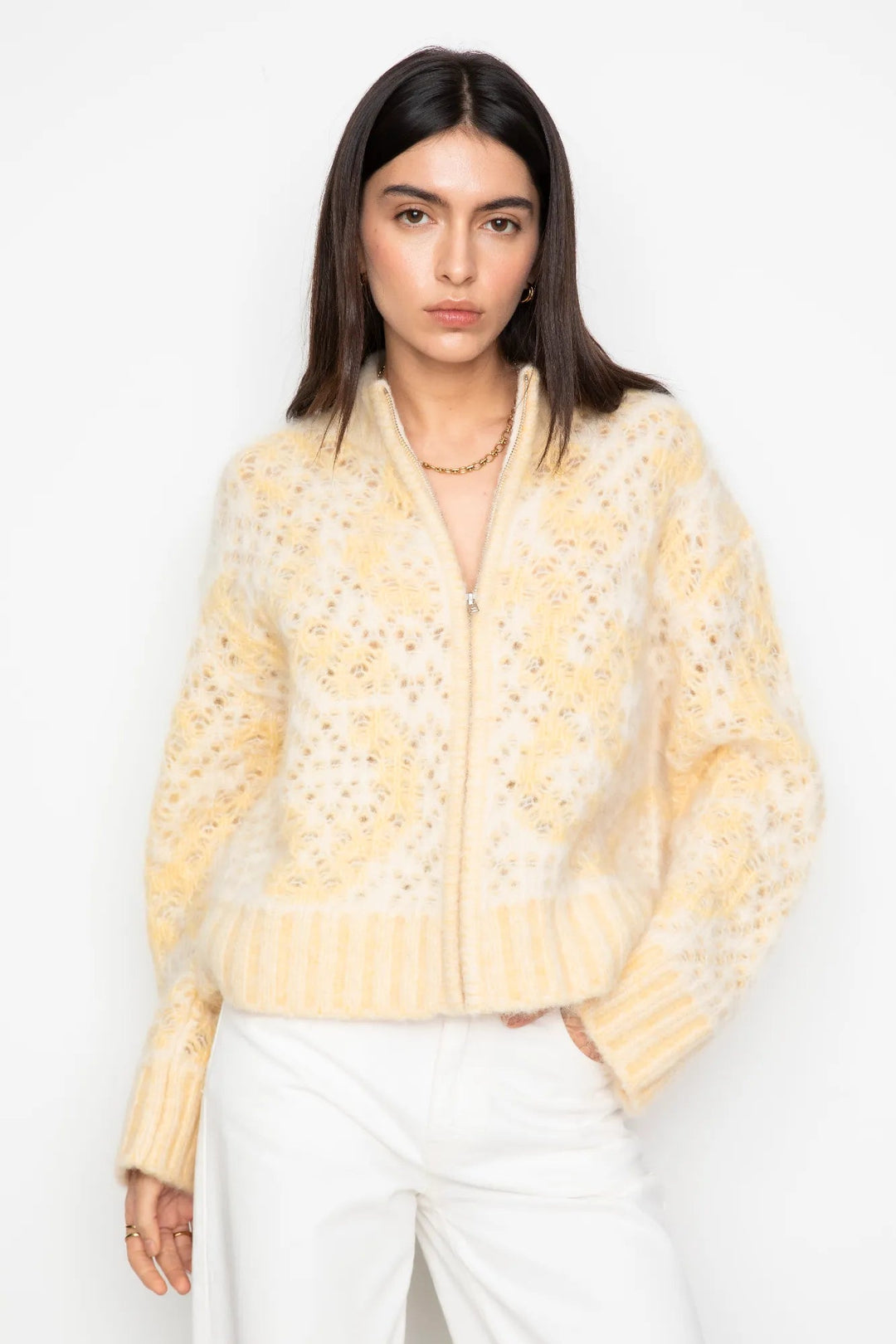 Briana Zip Knit Light Yellow | Genser | Smuk