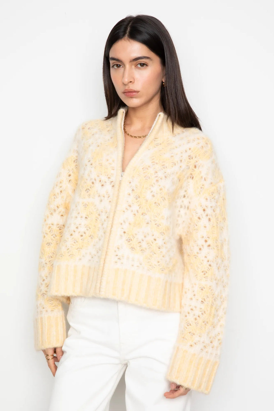 Briana Zip Knit Light Yellow | Genser | Smuk