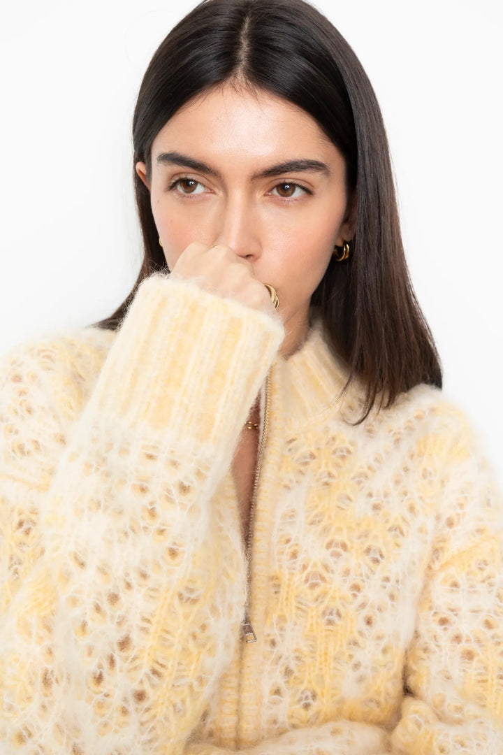 Briana Zip Knit Light Yellow | Genser | Smuk