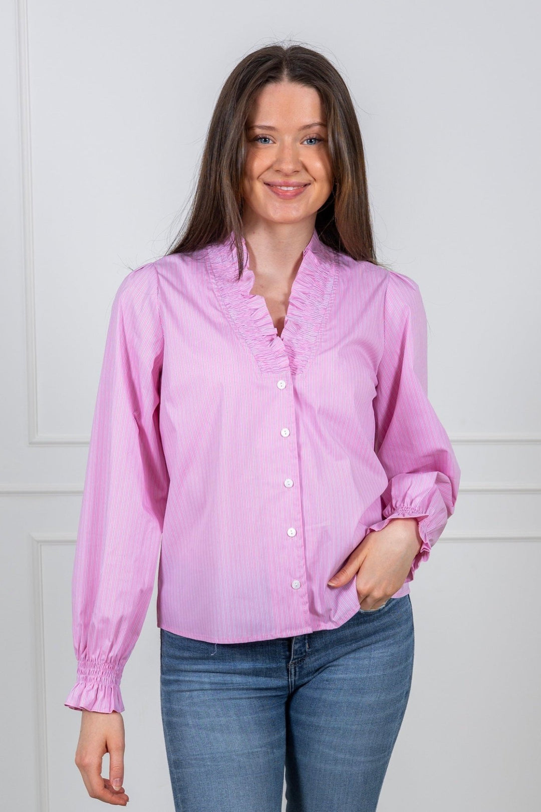 Brielle Stripe Shirt Light Pink | Skjorter og bluser | Smuk - Dameklær på nett