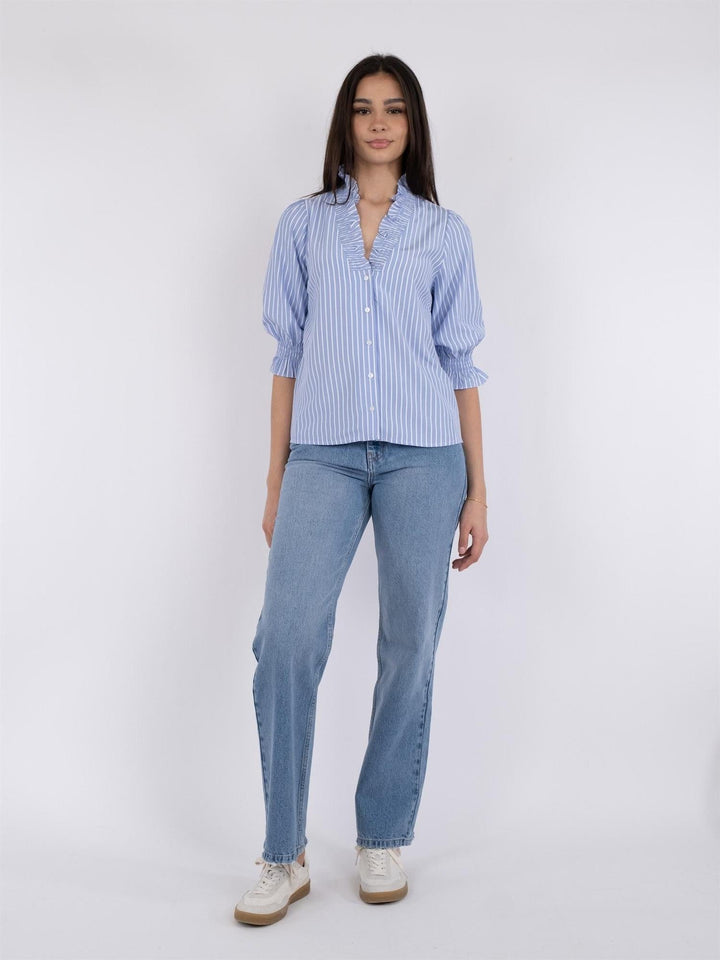 Briony Wide Stripe Blouse Light Blue | Skjorter og bluser | Smuk - Dameklær på nett