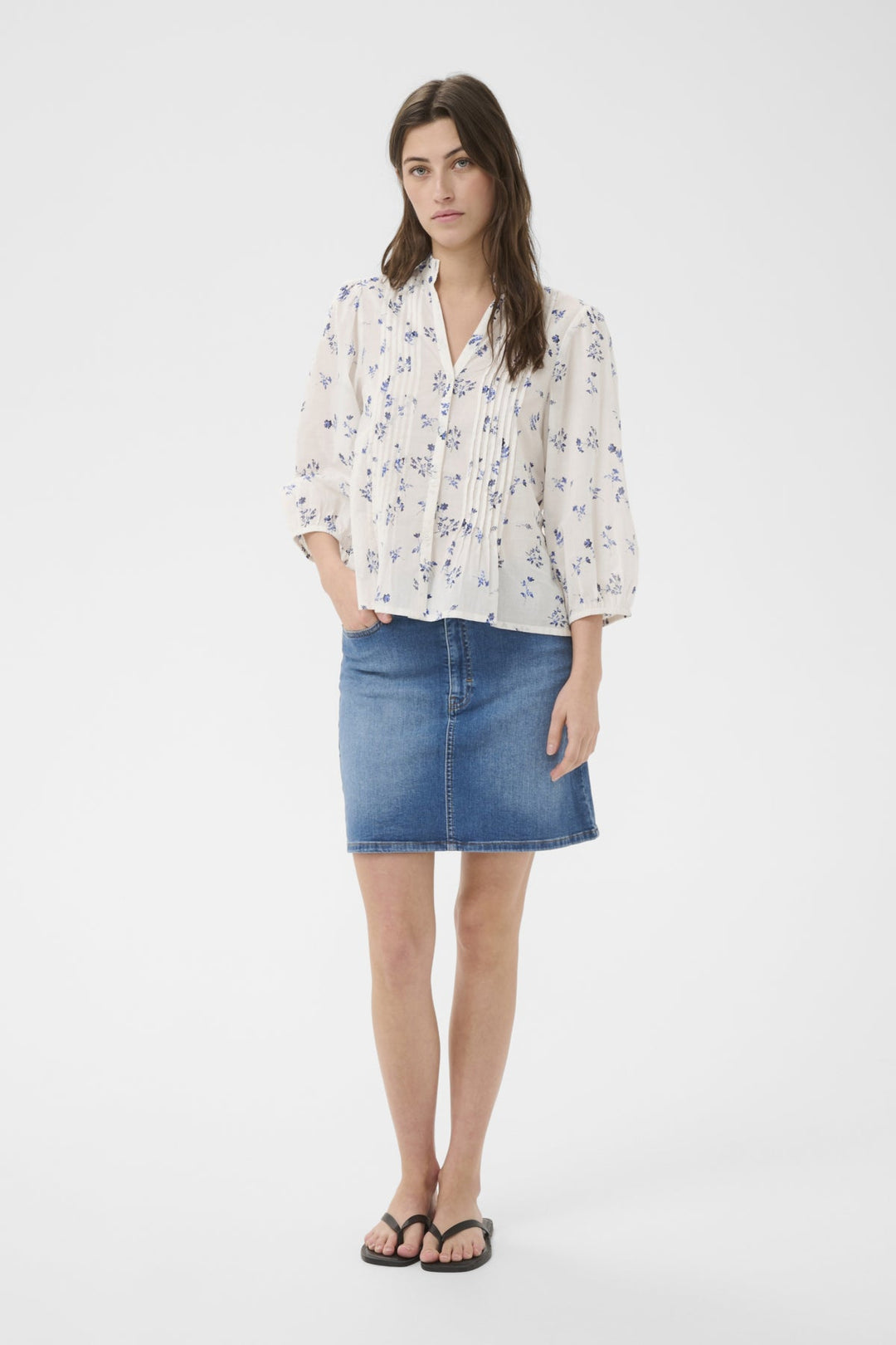 Brith Blouse Blue Bouquet Print | Skjorter og bluser | Smuk