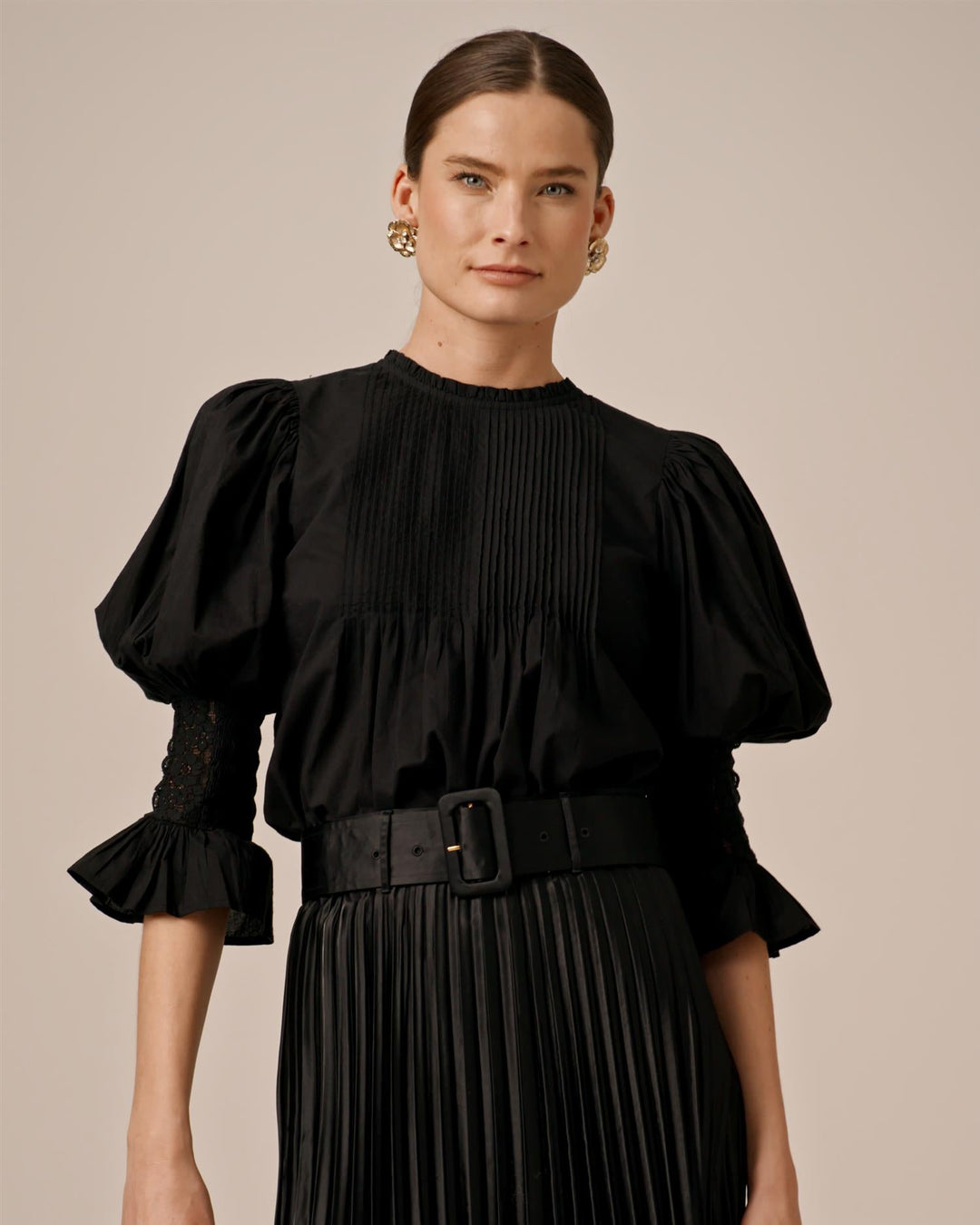 Broderie Anglaise Blouse Black | Skjorter og bluser | Smuk - Dameklær på nett