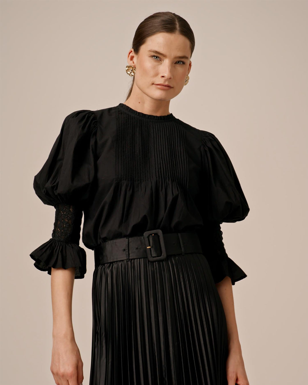 Broderie Anglaise Blouse Black | Skjorter og bluser | Smuk - Dameklær på nett