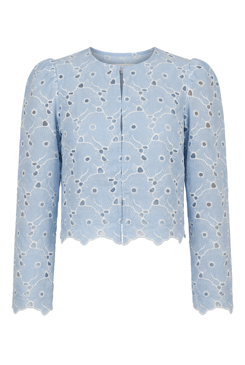 Broderie Anglaise Jacket Light Blue | Yttertøy | Smuk