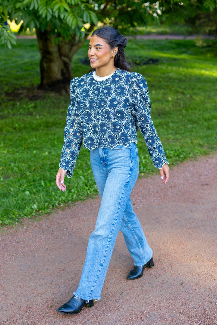 Broderie Anglaise Jacket Marine | Yttertøy | Smuk