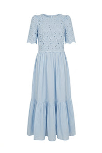 Broderie Anglaise Maxi Dress Light Blue