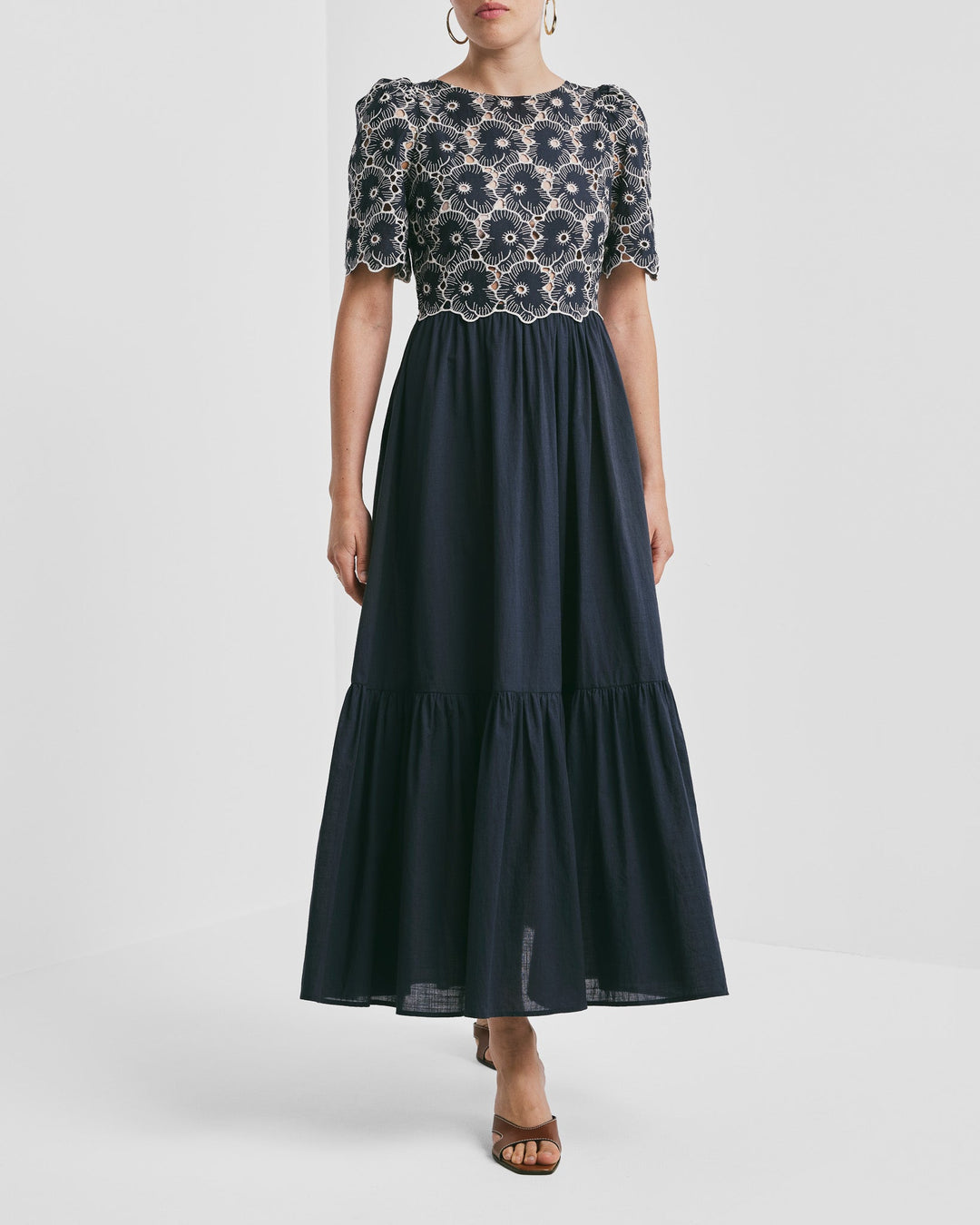 Broderie Anglaise Maxi Dress Marine | Kjoler | Smuk