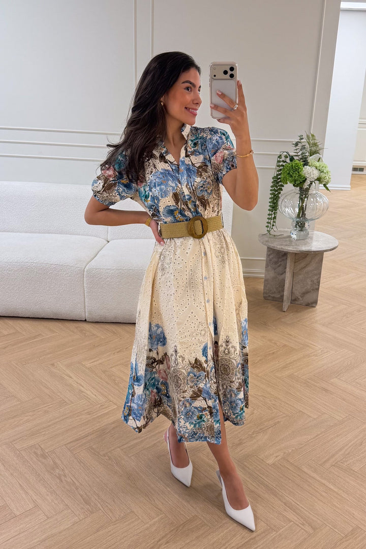 Broderie Anglaise Midi Dress Blue | Kjoler | Smuk