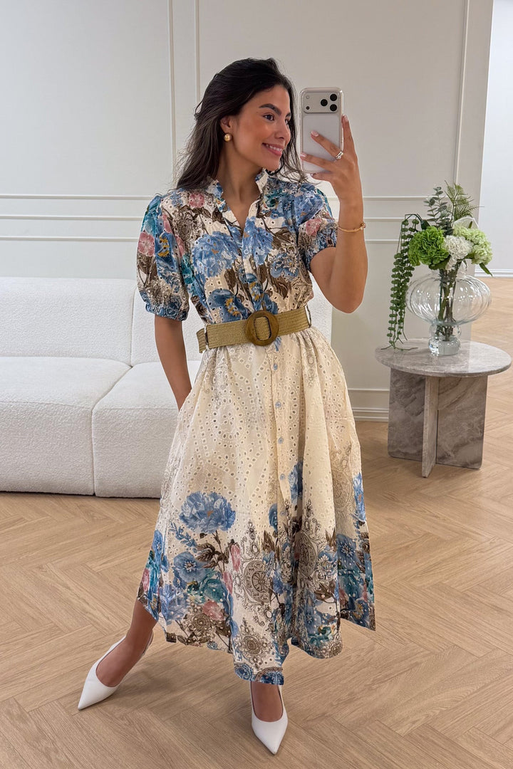 Broderie Anglaise Midi Dress Blue | Kjoler | Smuk