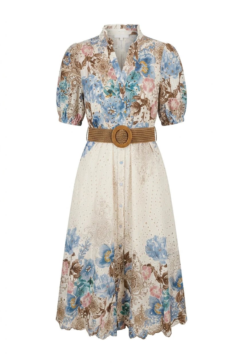 Broderie Anglaise Midi Dress Blue | Kjoler | Smuk