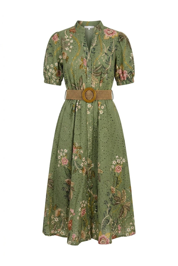 Broderie Anglaise Midi Dress Green | Kjoler | Smuk