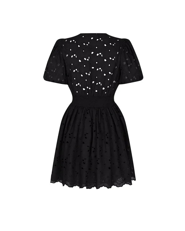 Broderie Anglaise Puffed Dress Black | Kjoler | Smuk