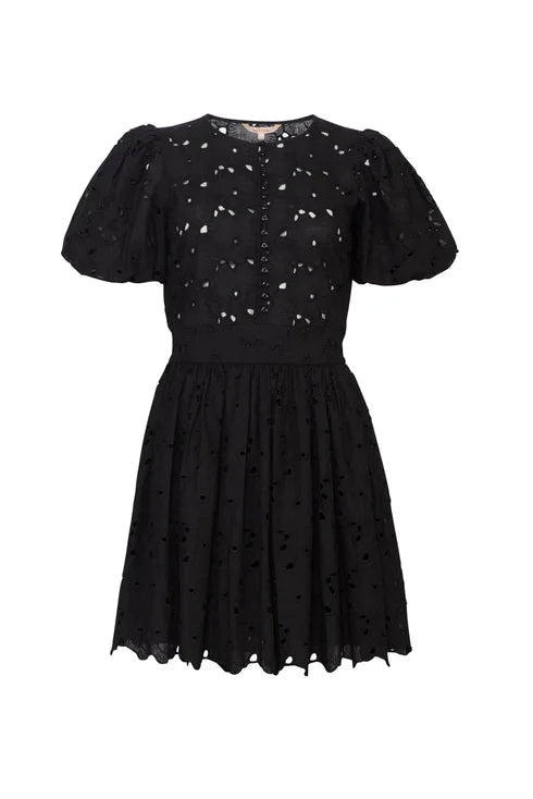 Broderie Anglaise Puffed Dress Black | Kjoler | Smuk